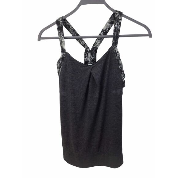 Lululemon Tops - Lululemon Tank Top Attached Sports Bra Gray Black Women’s Size 6